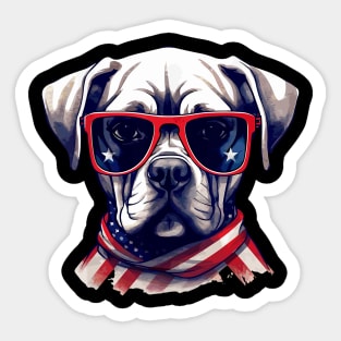 Dog Sunglasse American Flag Funny Father's Day & 4th Of July Sticker